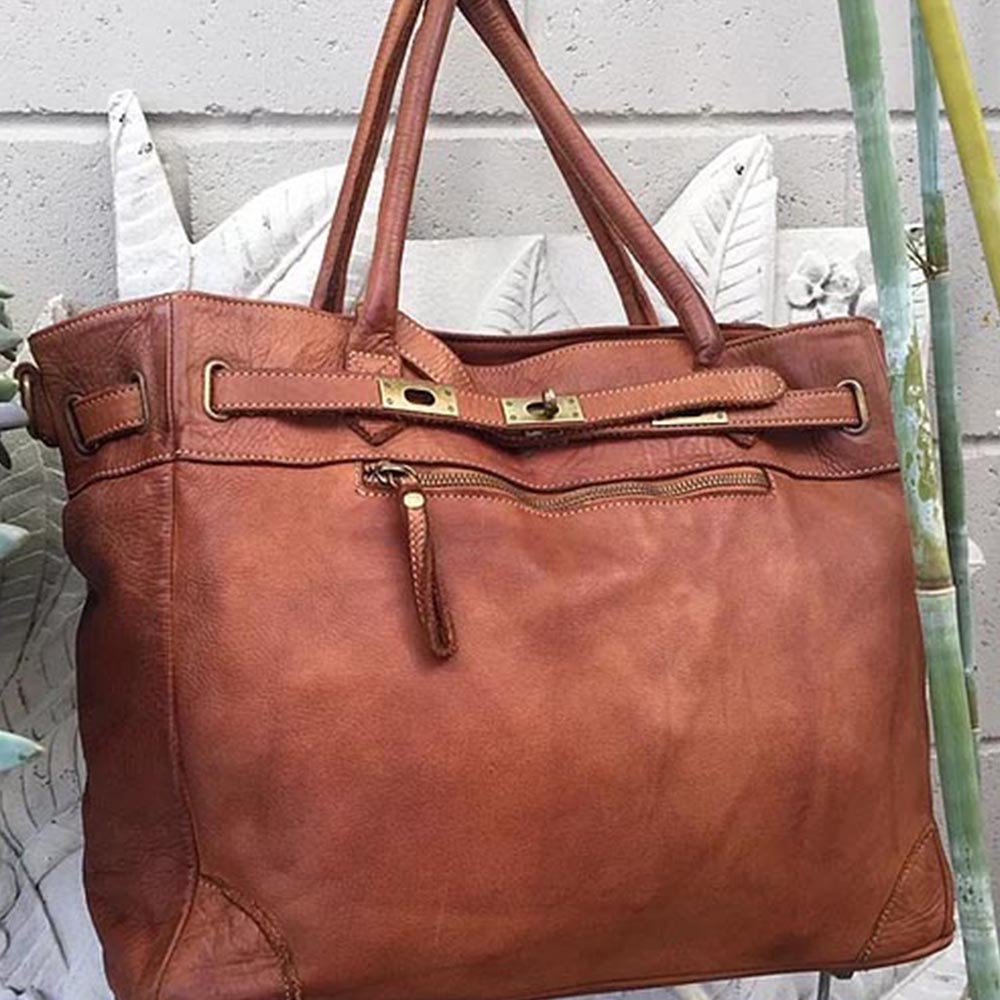  Sorella Handbags tan vintage leather bag