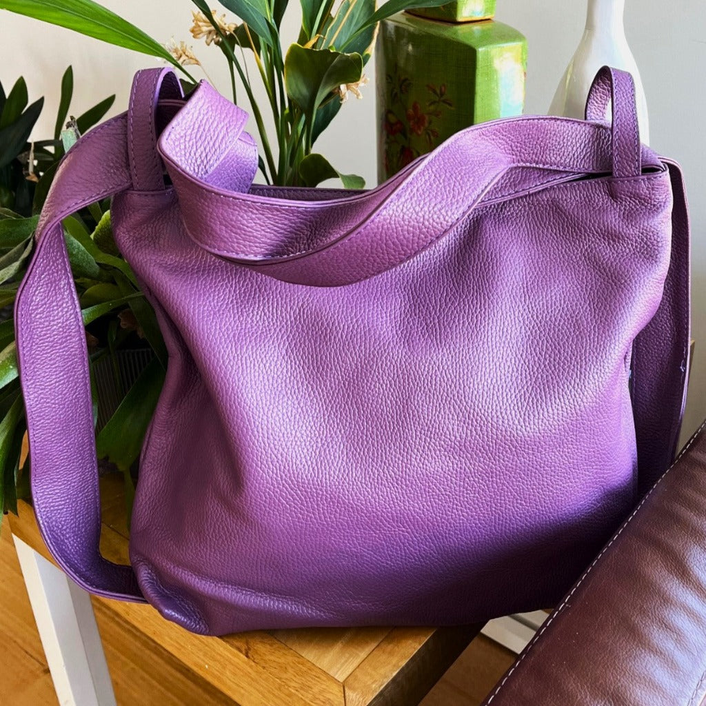Another photo showing the Adelaide bag in grape
