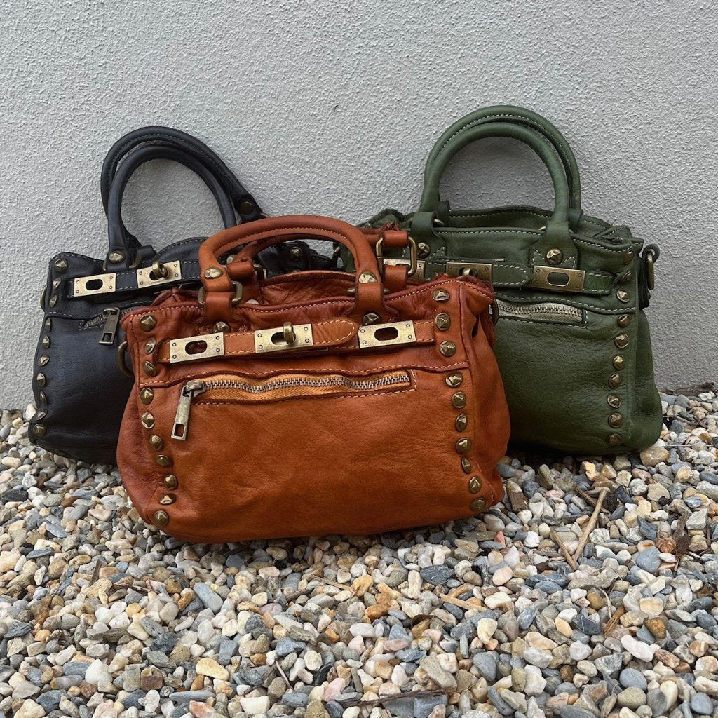 Anna vintage bag in tan, olive and black