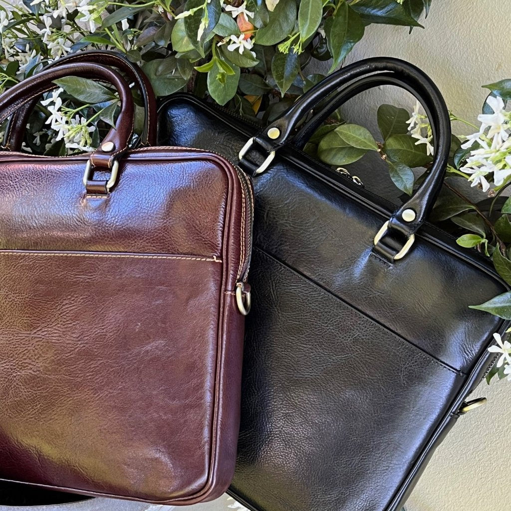 Brown and black Bruno bags