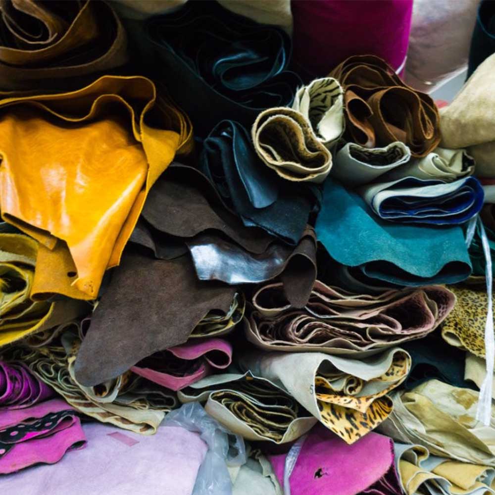 various colorful leather material