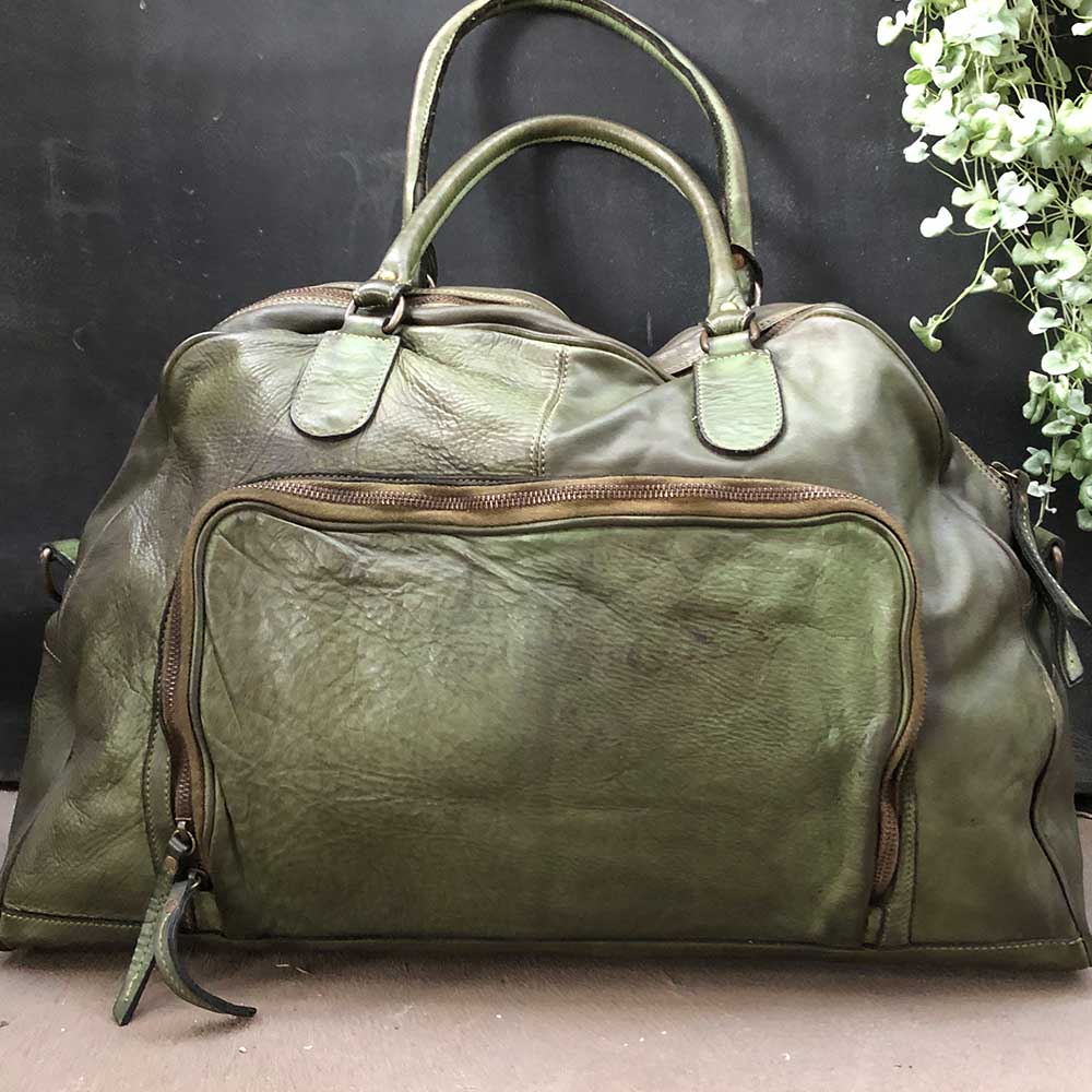  Sorella Handbags olive vintage leather bag