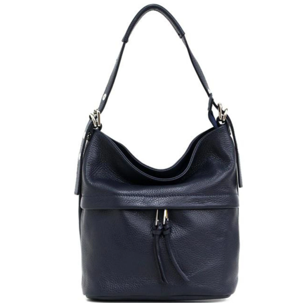 Navy blue Tilly bag on a white background