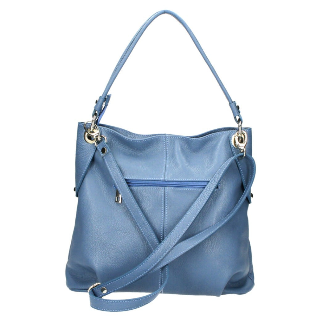 The back of the Kelli shoulder bag in denim blue