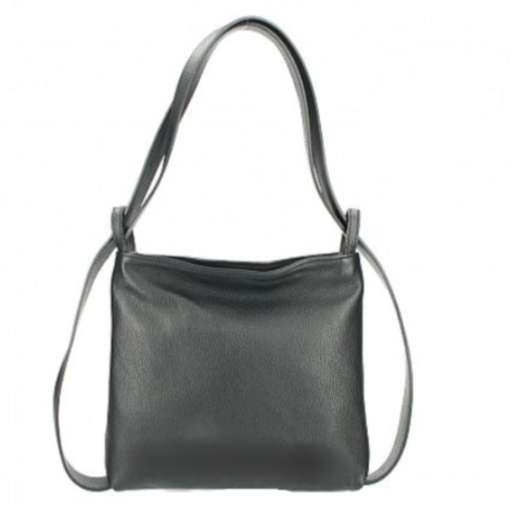 A smaller Italian leather shoulder bag and backpack in black
