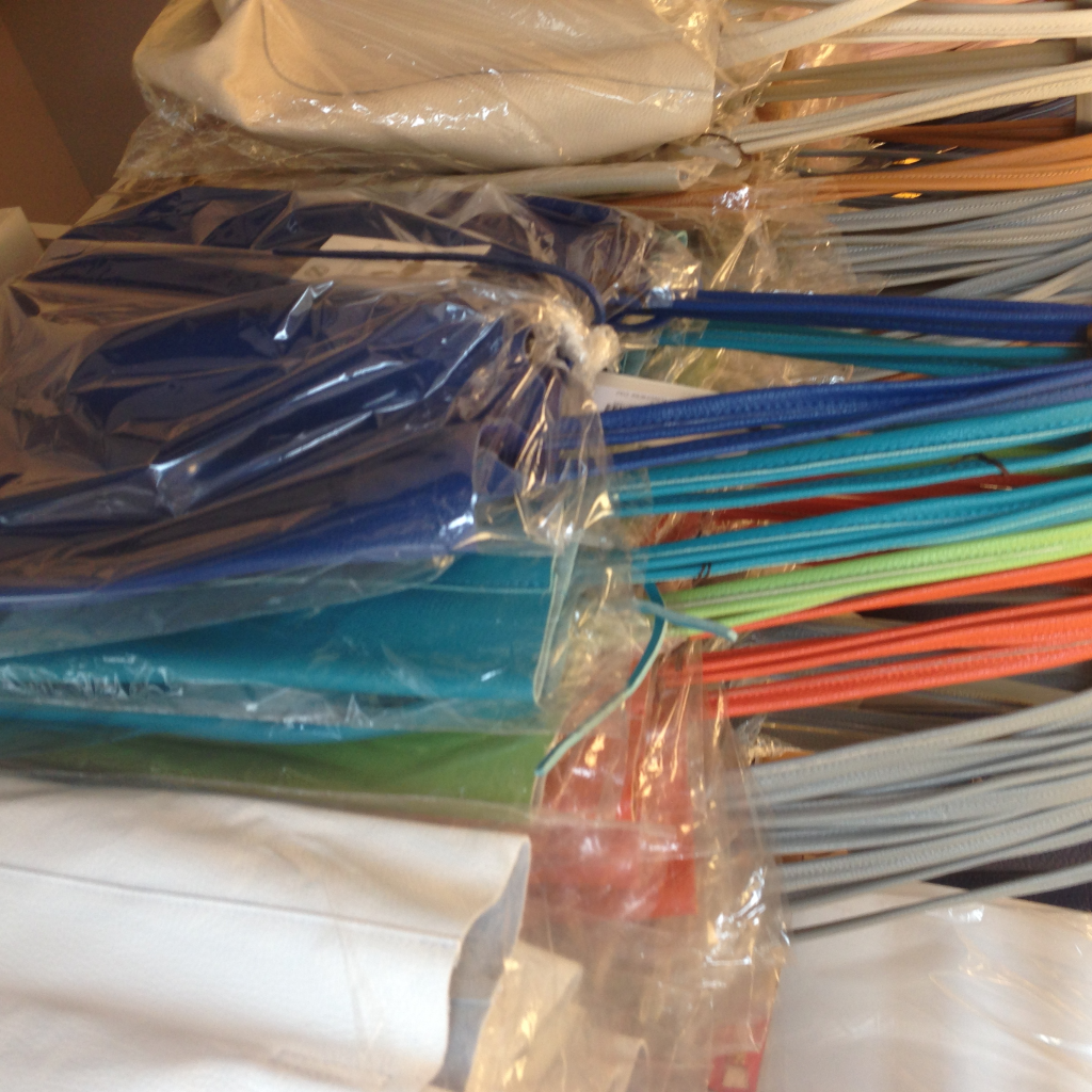 group of shopper bags in multiple colours