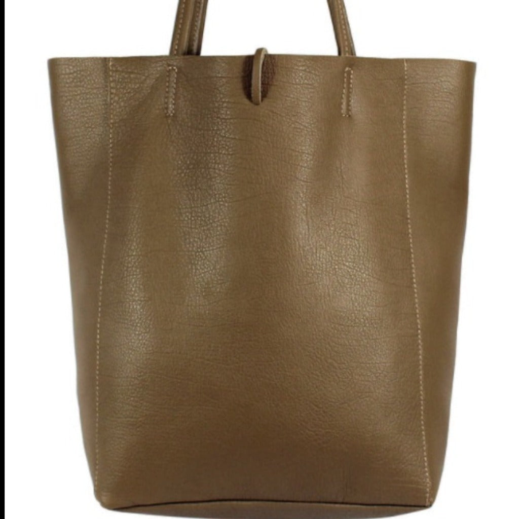 shopper in dark taupe