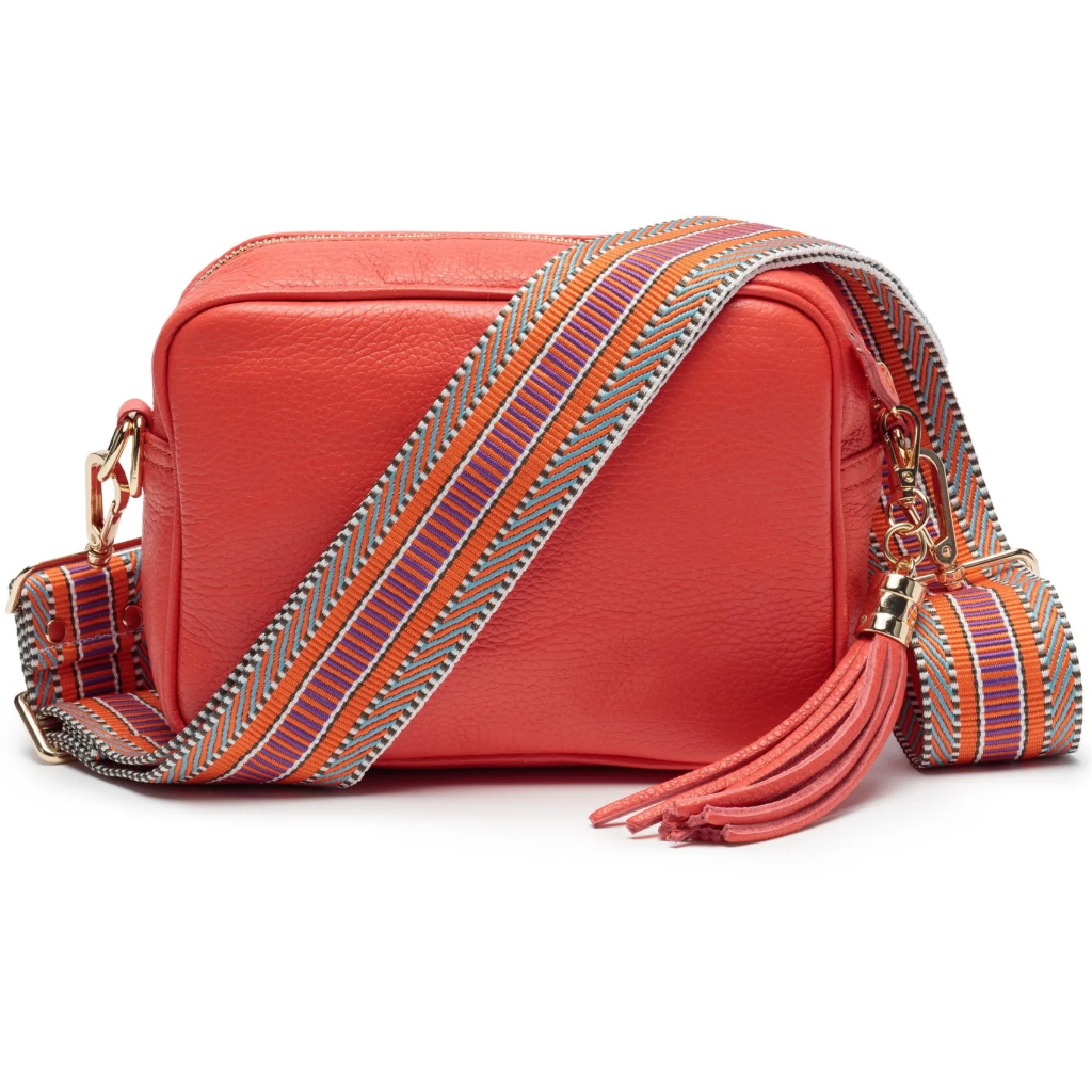 Ella in burnt orange with colourful strap