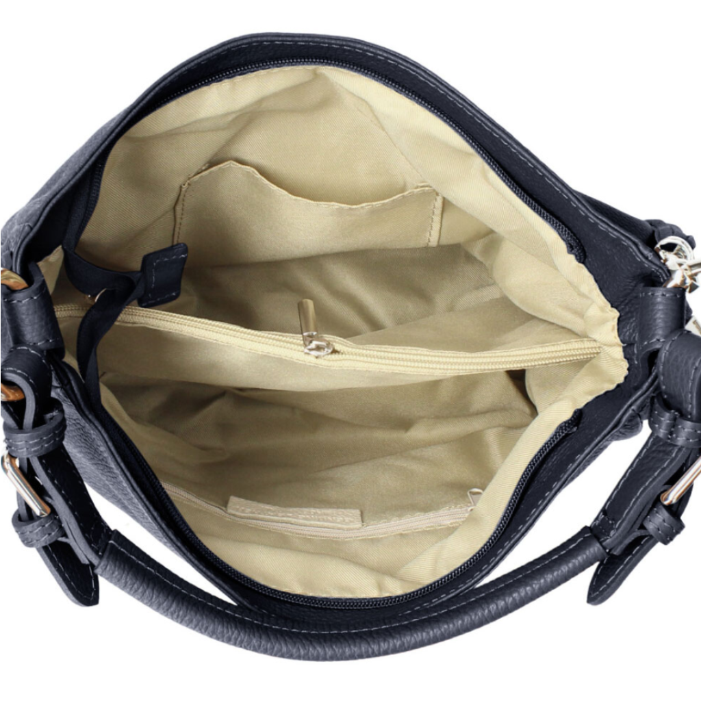 Inside view of the Elsa bag in navy