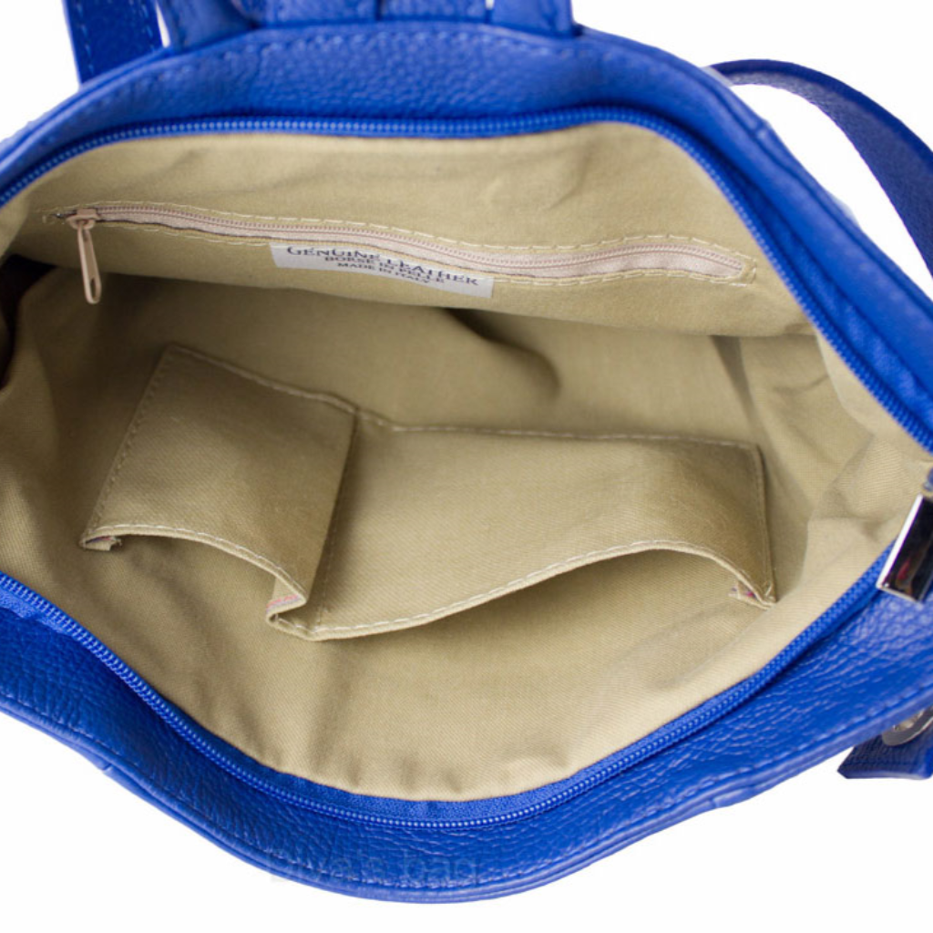 Inside view of the Pavlova bag in royal blue