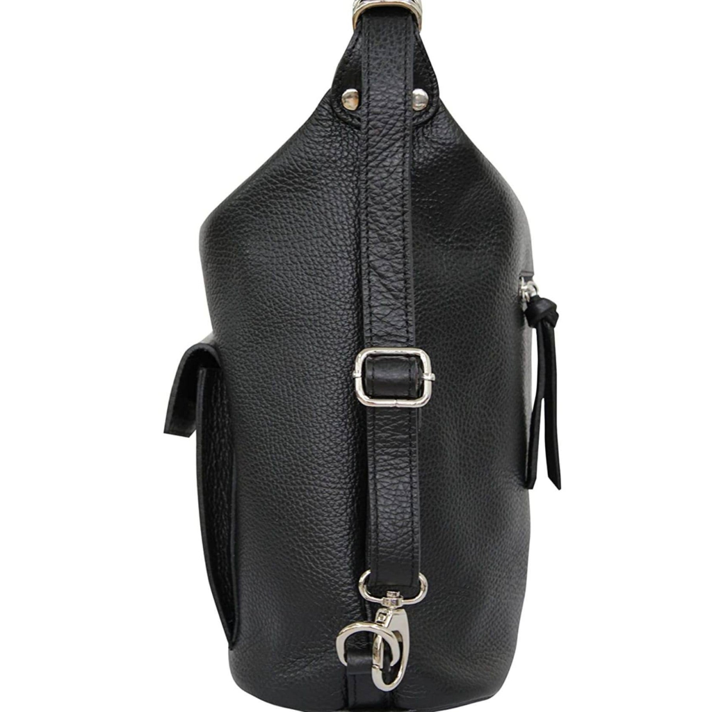 Side view of the Phillipa bag in black