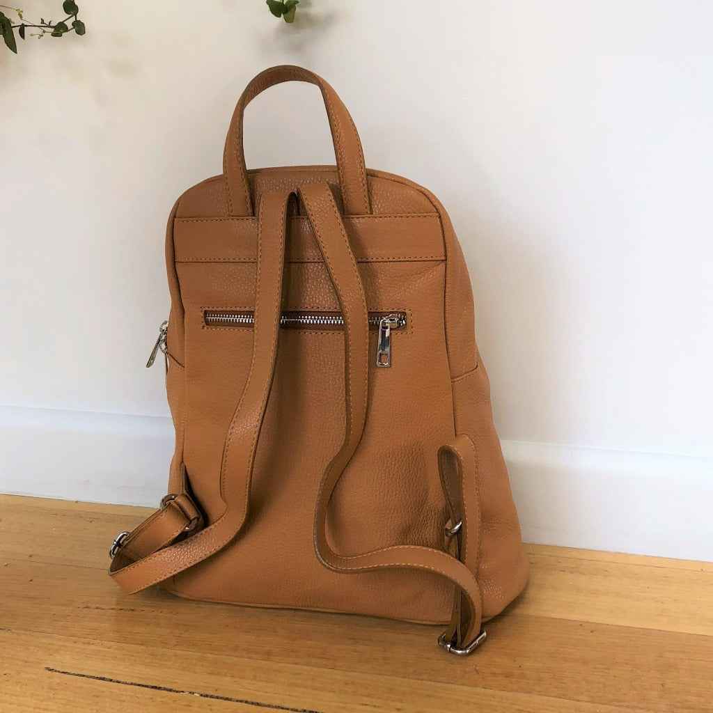 Avita backpack in tan or cognac