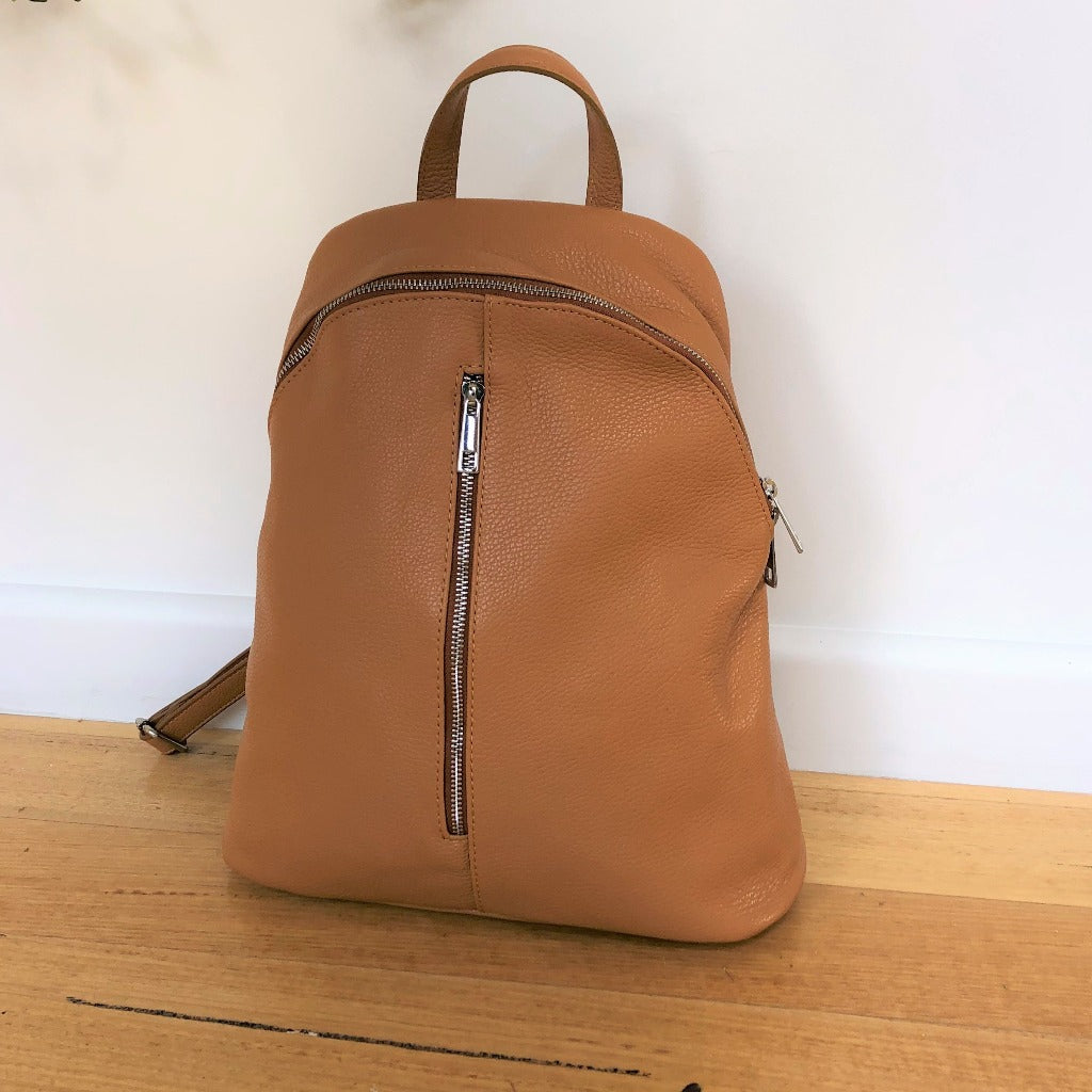 Avita backpack in tan or cognac