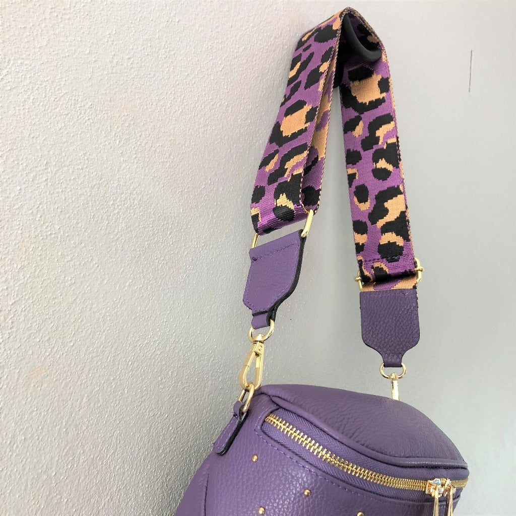 Close up view of the purple bag