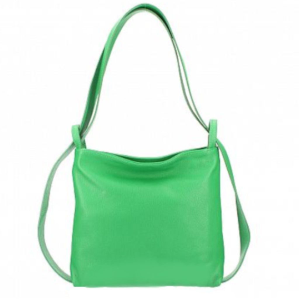 A smaller Italian leather shoulder bag and backpack in green