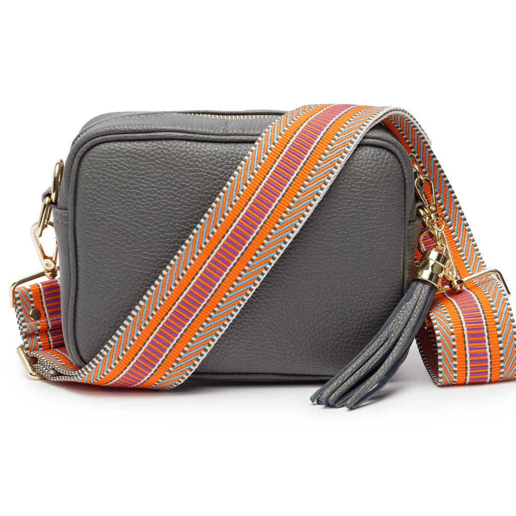 Rosy brown Ella bag with a colourful strap