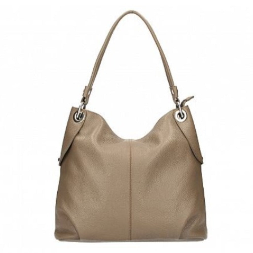 The Kelli shoulder bag in burlywood or taupe