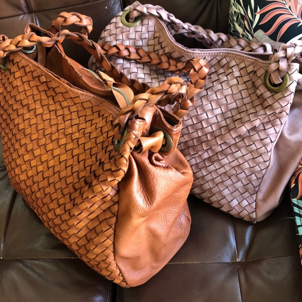 Izzy vintage bags in pink and sienna