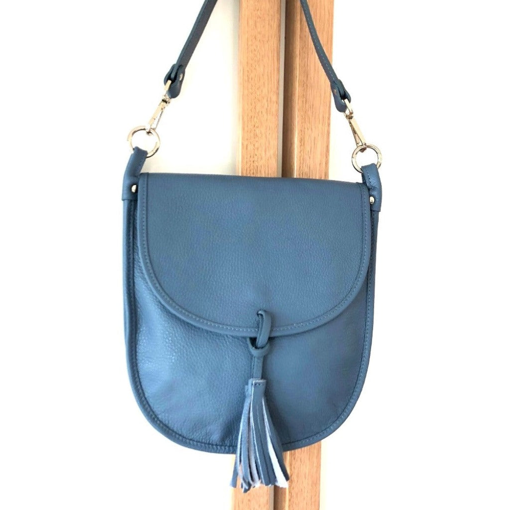 Oriel cross body or shoulder bag in denim blue