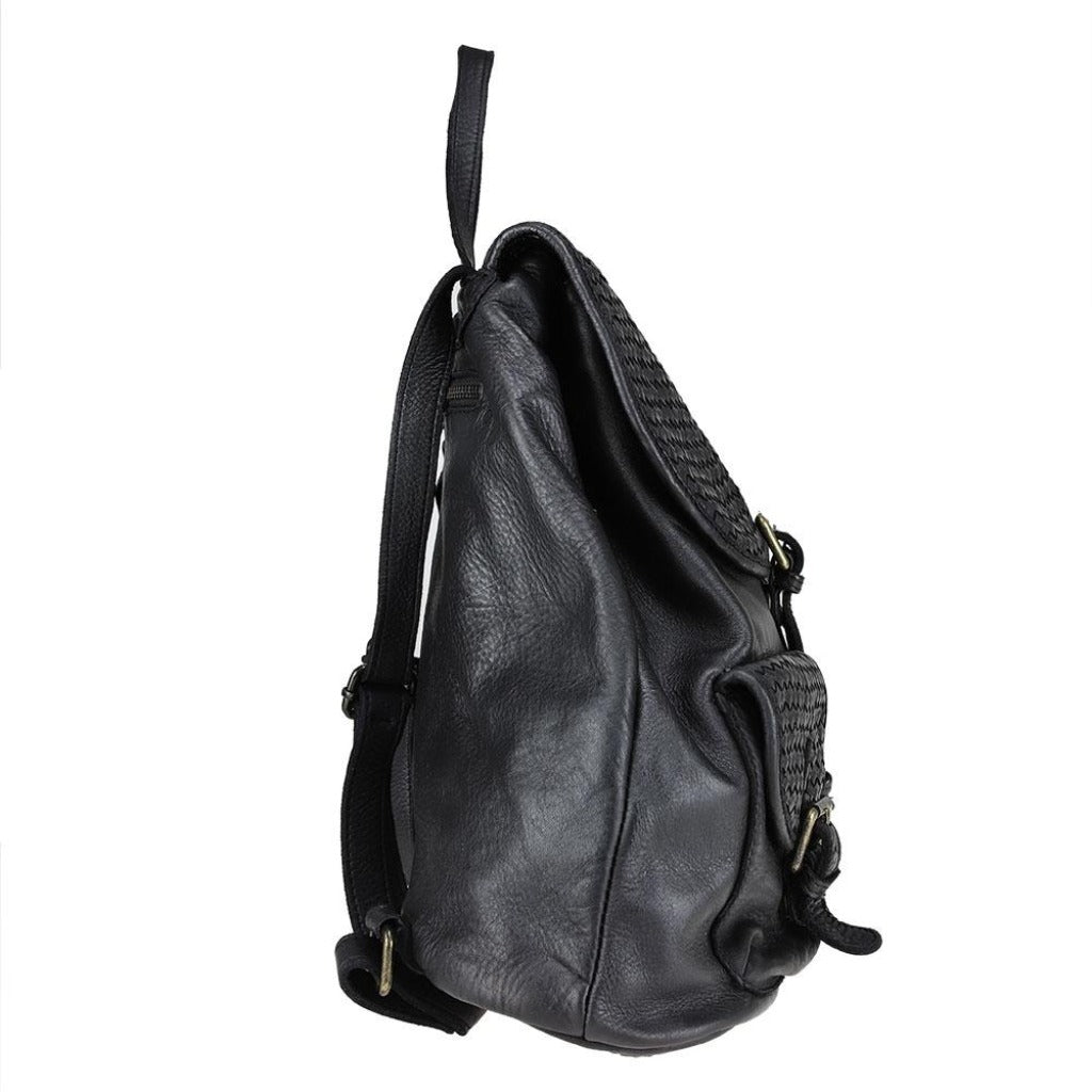 side view of the Orthello back[pack in black