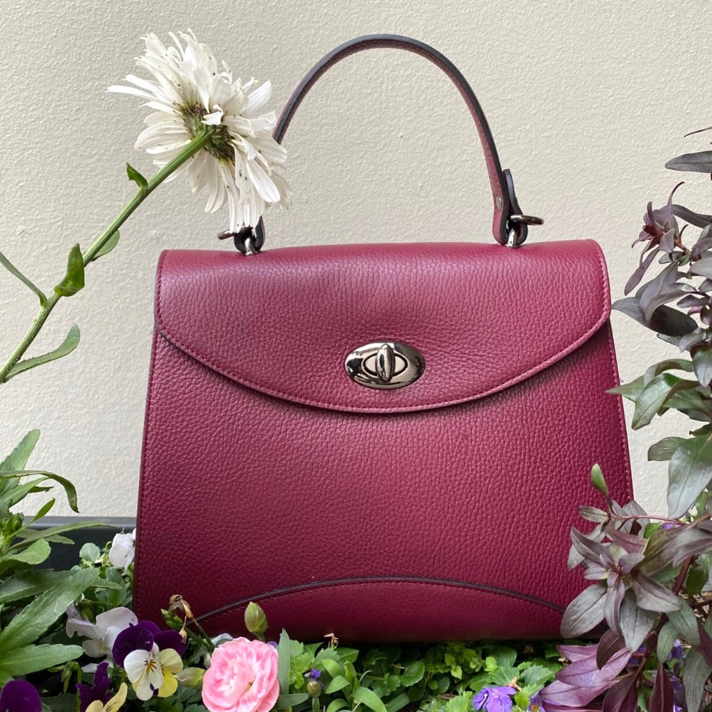 Rita bag in burgundy with flowers